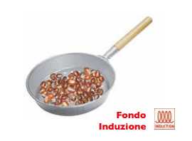 Padella castagne con fori manico legno Cm 30 INOX Fondo induzione Omra OMRA