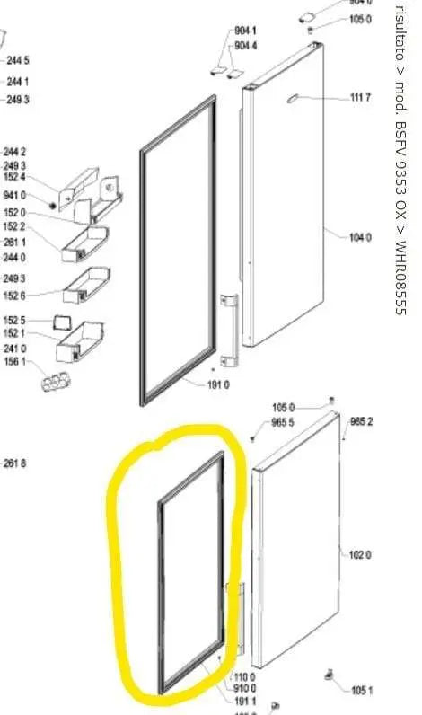 Guarnizione porta feezer per frigorifero BSFV 9353