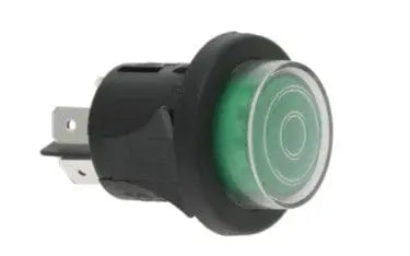 Interruttore tasto tondo luminoso verde  bipolare 16a 4 contatti La minerva UNIVERSALE