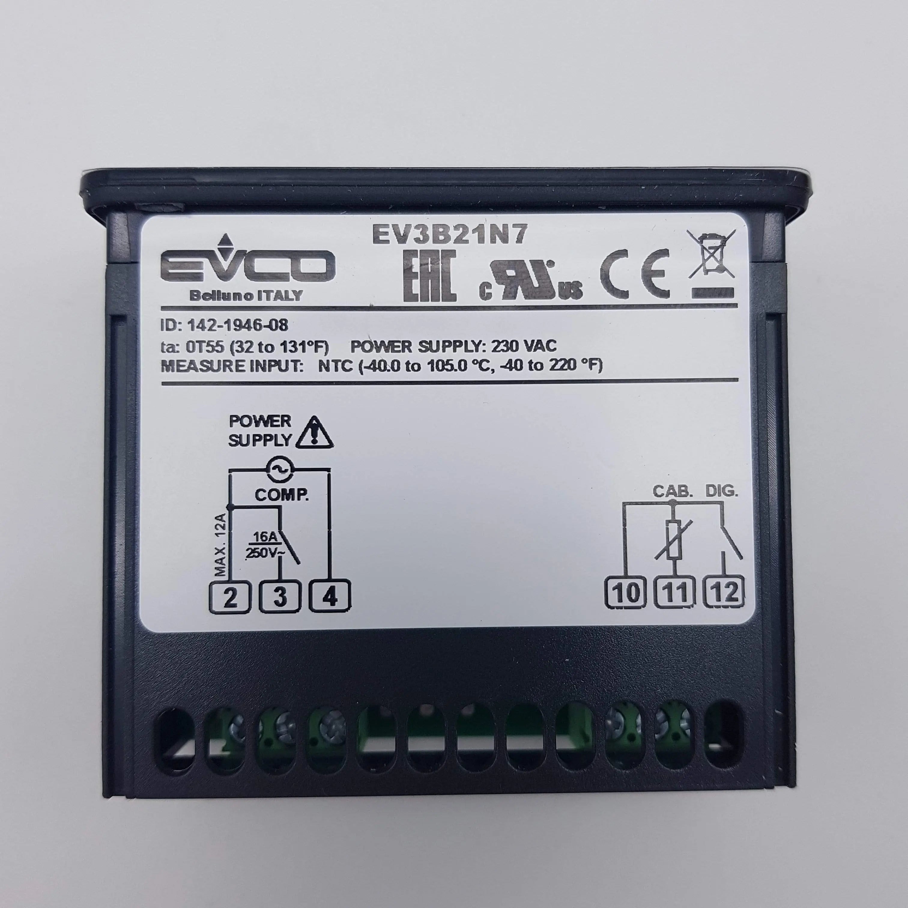 Termostato di controllo digitale senza sonda EV3B21N7 230v Evco UNIVERSALE