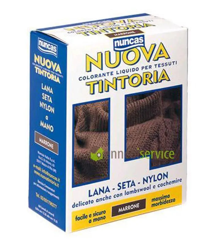 tintoria lana marrone 100 ml colorante liquido + 100 g fissatore polvere NUNCAS