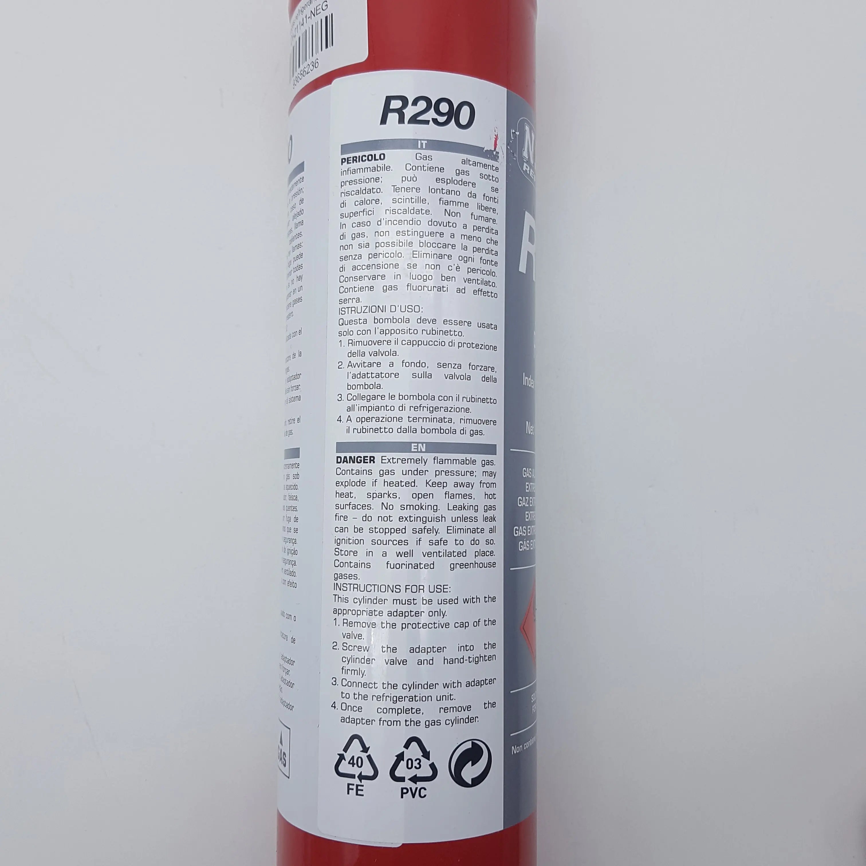Bombola gas refrigerante R290 370g ENNEBISERVICE